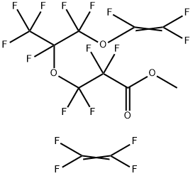 Propanoic acid, 3-[1-[difluoro [(trifluoroethenyl)oxy]methyl]-1,2,2,2-tetrafluoroethoxy]-2,2,3,3-tetrafluoro-, methyl ester, polymer with tetrafluoroethene 구조식 이미지