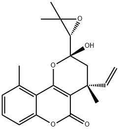 (2S)-4α-Ethenyl-3,4-dihydro-2β-hydroxy-4,10-dimethyl-2-[(S)-3,3-dimethyloxiranyl]-2H,5H-pyrano[3,2-c][1]benzopyran-5-one 구조식 이미지
