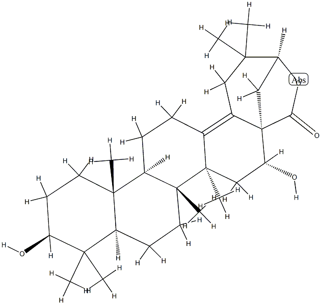 3β,16α,21β-Trihydroxyolean-13(18)-en-28-oic acid γ-lactone Structure