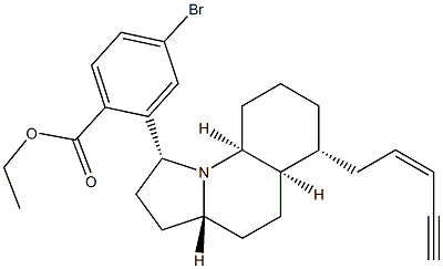4-Bromobenzoic acid 2-[(1R,3aα,5aβ,6β,9aβ)-dodecahydro-6-[(Z)-2-penten-4-ynyl]pyrrolo[1,2-a]quinolin-1β-yl]ethyl ester 구조식 이미지
