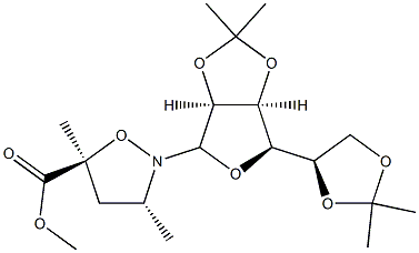 (3R)-2-(2-O,3-O:5-O,6-O-Diisopropylidene-α-D-mannofuranosyl)-3α,5-dimethyl-5β-isoxazolidinecarboxylic acid methyl ester 구조식 이미지