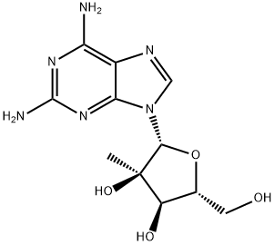 2,6-DiaMino-9-(2-C-Methyl-β-D-ribofuranosyl)-9H-purine 구조식 이미지