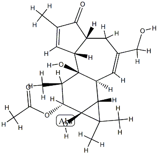 (1aR)-1,1aα,1bβ,4,4aα,7aα,7b,8,9,9a-Decahydro-9β-(acetyloxy)-7bα,9aα-dihydroxy-3-hydroxymethyl-1,1,6,8α-tetramethyl-5H-cyclopropa[3,4]benz[1,2-e]azulen-5-one 구조식 이미지