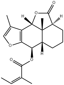 (Z)-2-Methyl-2-butenoic acid [(2aS)-2a,3,4,5,5aβ,6,9bβ,9c-octahydro-9,9cβ-dimethyl-2-oxo-2H-naphtho[1,8-bc:3,2-b']difuran-6β-yl] ester 구조식 이미지