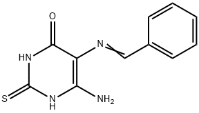 6-Amino-2,3-dihydro-5-[(phenylmethylene)amino]-2-4(1H)-pyrimidineone 구조식 이미지