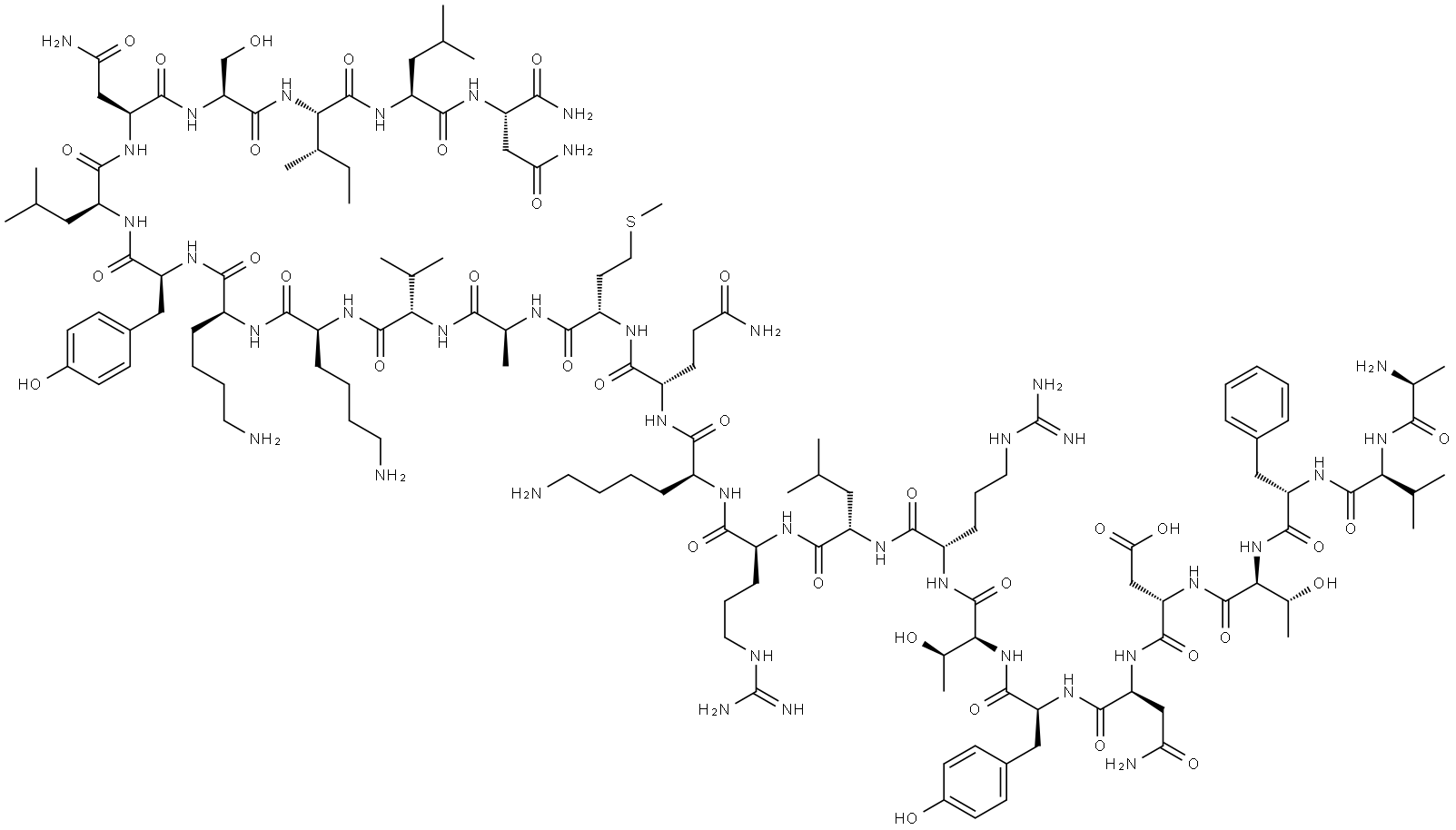 H-ALA-VAL-PHE-THR-ASP-ASN-TYR-THR-ARG-LEU-ARG-LYS-GLN-MET-ALA-VAL-LYS-LYS-TYR-LEU-ASN-SER-ILE-LEU-ASN-NH2 구조식 이미지