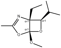 4,6-Dioxa-2-azabicyclo[3.2.0]hept-2-ene,1-ethyl-5-methoxy-3-methyl-7-(1-methylethyl)-,(1R,5S,7R)-rel-(9CI) Structure