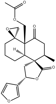(3R,5S,5'R,8'aβ)-4'aα-Acetoxymethyl-5-(3-furyl)-2',3',4,5,6',7',8',8'a-octahydro-2'α-methyldispiro[furan-3(2H),1'(5'H)-naphthalene-5',2''-oxirane]-2,4'(4'aH)-dione 구조식 이미지