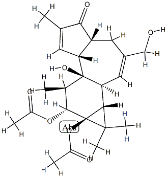 (1aR)-1,1aα,1bβ,4,4aα,7aα,7b,8,9,9a-Decahydro-7bα-hydroxy-9β,9aα-bis(acetyloxy)-3-hydroxymethyl-1,1,6,8α-tetramethyl-5H-cyclopropa[3,4]benz[1,2-e]azulen-5-one 구조식 이미지