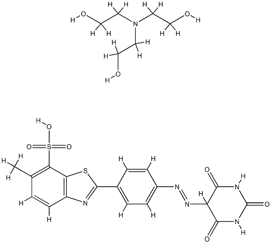 2-[4-[(hexahydro-2,4,6-trioxo-5-pyrimidyl)azo]phenyl]-6-methylbenzothiazole-7-sulphonic acid, compound with 2,2',2''-nitrilotris[ethanol] (1:1) 구조식 이미지