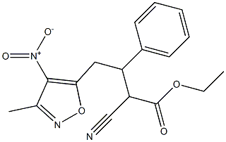 5-Isoxazolebutanoic  acid,  -alpha--cyano-3-methyl-4-nitro--bta--phenyl-,  ethyl  ester Structure