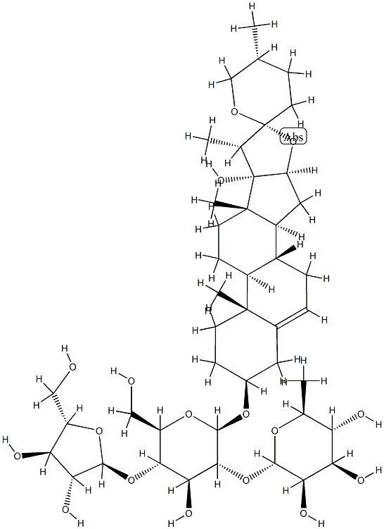 (25R)-3β-[[2-O-(α-L-Rhamnopyranosyl)-4-O-(α-L-arabinofuranosyl)-β-D-glucopyranosyl]oxy]spirosta-5-ene-17-ol Structure