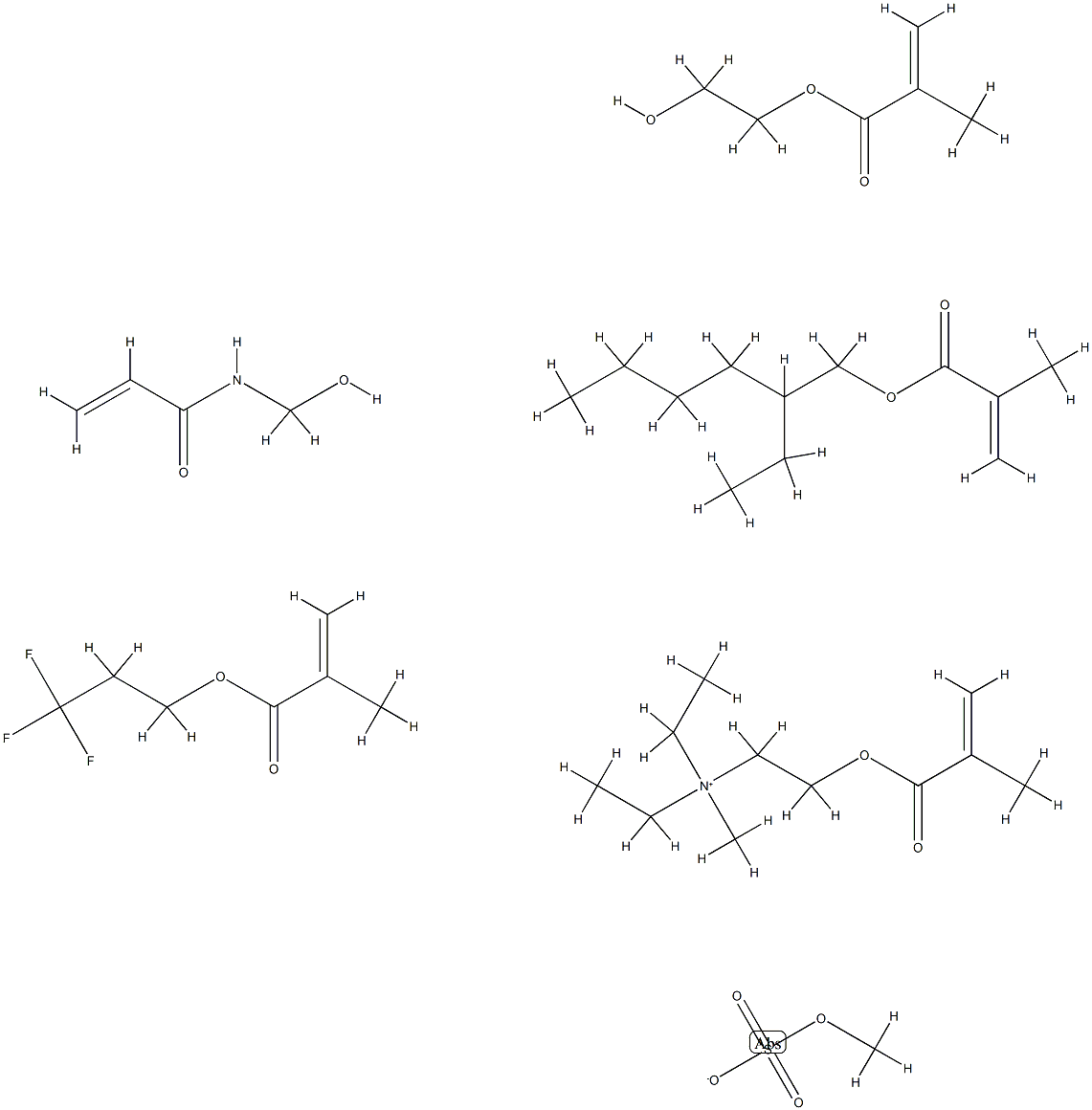 Ethanaminium, N,N-diethyl-N-methyl-2- [(2-methyl-1-oxo-2-propenyl)oxy]-, methyl sulfate, polymer with 2-ethylhexyl 2-methyl-2-propenoate, α-fluoro-ω-[2- [(2-methyl-1-oxo-2-propenyl)oxy]ethyl]poly(difluoromethylene ), 2-hydroxyethyl 2-methyl-2-propenoat Structure