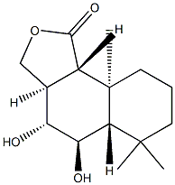 (3aR)-3aβ,4,5,5aα,6,7,8,9,9a,9bα-Decahydro-4β,5α-dihydroxy-6,6,9aβ-trimethylnaphtho[1,2-c]furan-1(3H)-one Structure