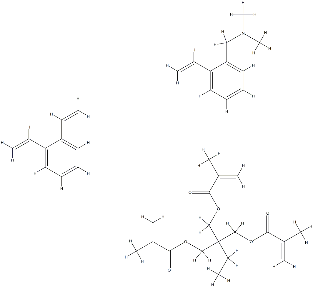 2-Propenoic acid, 2-methyl-, 2-ethyl-2-[[(2-methyl-1-oxo-2-propenyl)oxy]methyl]-1,3-propanediyl ester, polymer with diethenylbenzene and ar-ethenyl-N,N-dimethylbenzenemethanamine 구조식 이미지