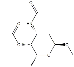 Methyl 3-(acetylamino)-4-O-acetyl-2,3,6-trideoxy-α-D-lyxo-hexopyranoside Structure