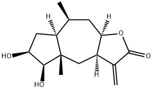 (3aR,7aα,9aα)-Dodecahydro-5β,6β-dihydroxy-4aβ,8β-dimethyl-3-methyleneazuleno[6,5-b]furan-2-one 구조식 이미지