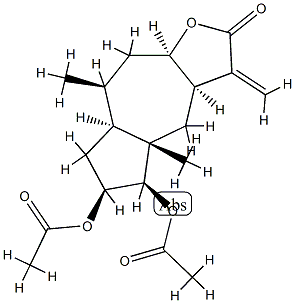 (3aR,7aα,9aα)-Dodecahydro-5β,6β-diacetoxy-4aβ,8β-dimethyl-3-methyleneazuleno[6,5-b]furan-2-one 구조식 이미지