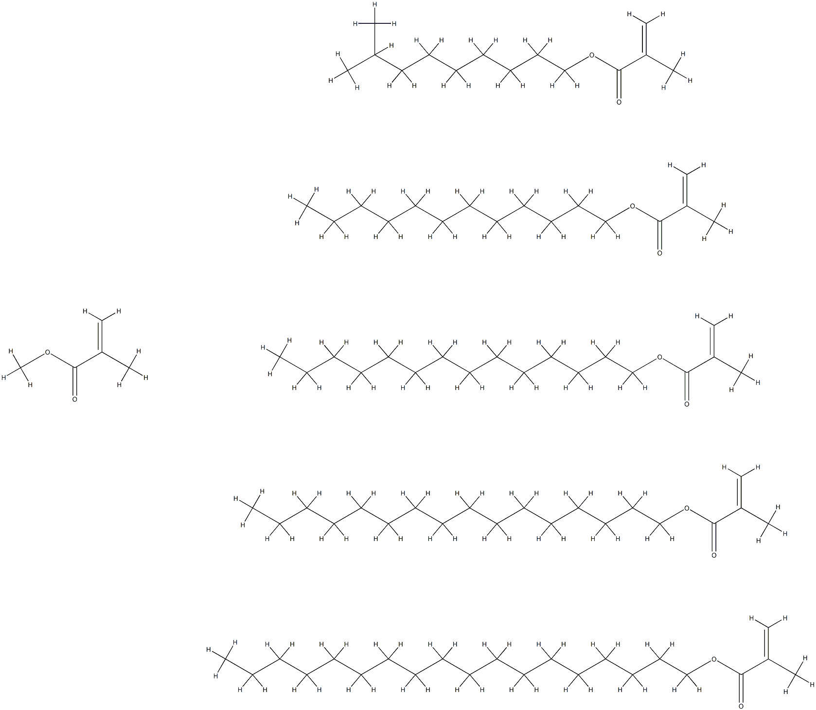 2-Propenoic acid, 2-methyl-, dodecyl ester, polymer with hexadecyl 2-methyl-2-propenoate, isodecyl 2-methyl-2-propenoate, methyl 2-methyl-2-propenoate, octadecyl 2-methyl-2-propenoate and tetradecyl 2-methyl-2-propenoate 구조식 이미지