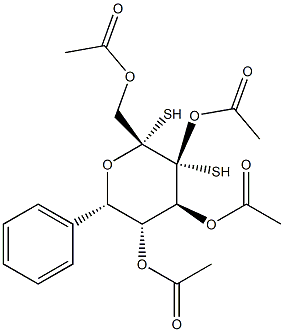 .beta.-D-Glucopyranose, 1-deoxy-1-(phenyldithio)-, tetraacetate 구조식 이미지