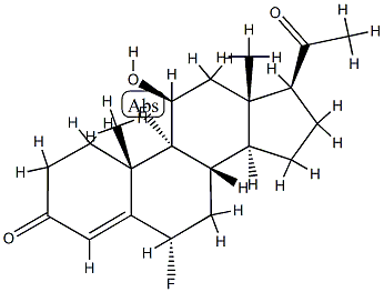 (6S,8S,9R,10S,11S,13R,14S,17S)-17-acetyl-6,9-difluoro-11-hydroxy-10,13 -dimethyl-2,6,7,8,11,12,14,15,16,17-decahydro-1H-cyclopenta[a]phenanth ren-3-one 구조식 이미지