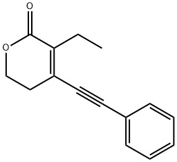 2H-Pyran-2-one,3-ethyl-5,6-dihydro-4-(phenylethynyl)-(9CI) 구조식 이미지