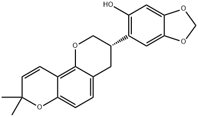 6-[(S)-3,4-Dihydro-8,8-dimethyl-2H,8H-benzo[1,2-b:3,4-b']dipyran-3-yl]-1,3-benzodioxol-5-ol 구조식 이미지