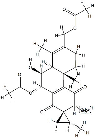 (1S,2S)-10'β-Acetoxy-7'-acetoxymethyl-4'b,5',6',8'aβ,9',10'-hexahydro-3'β,9'α-dihydroxy-2,4'bα,8'-trimethylspiro[cyclopropane-1,2'(1'H)-phenanthrene]-1',4'(3'H)-dione 구조식 이미지