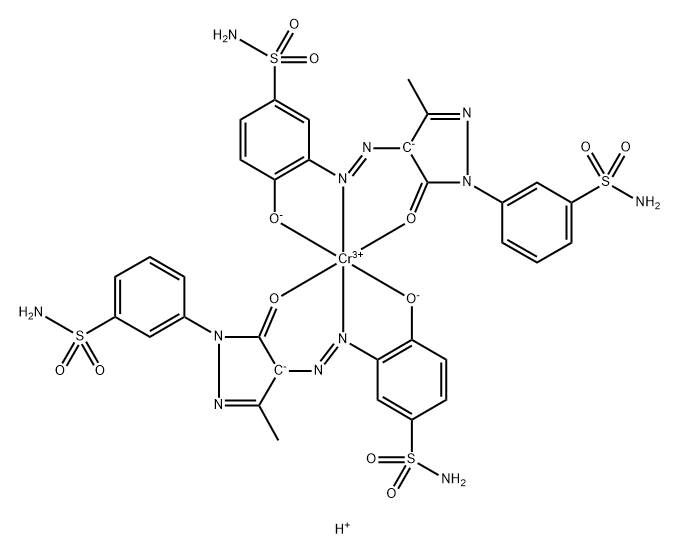 hydrogen bis[3-[[4,5-dihydro-3-methyl-5-oxo-1-(3-sulphamoylphenyl)-1H-pyrazol-4-yl]azo]-4-hydroxybenzenesulphonamidato(2-)]chromate(1-) Structure