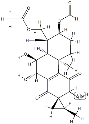(2S,2'S)-7α-(Formyloxy)-8β-(acetoxymethyl)-3,4,4b,5,6,7,8,8aβ,9,10-decahydro-3β,9α,10β-trihydroxy-2',4bβ,8-trimethylspiro[phenanthrene-2(1H),1'-cyclopropane]-1,4-dione 구조식 이미지