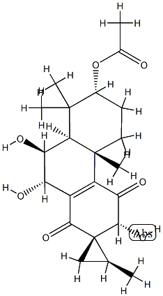 (2S,2'S)-3,4,4b,5,6,7,8,8aβ,9,10-Decahydro-2',4bα,8,8-tetramethyl-1,4-dioxospiro[phenanthrene-2(1H),1'-cyclopropane]-3β,7β,9α,10β-tetrol 7-acetate 구조식 이미지