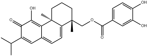 3,4-Dihydroxybenzoic acid 11-hydroxy-12-oxoabieta-5,7,9(11),13-tetraene-19-yl ester 구조식 이미지