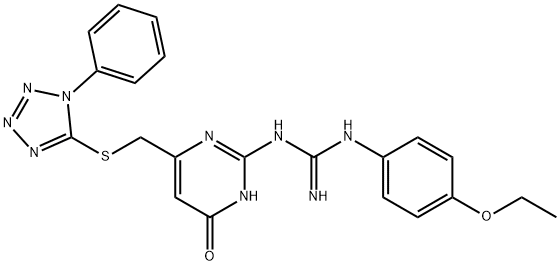 N-(4-ethoxyphenyl)-N'-(6-oxo-4-{[(1-phenyl-1H-tetraazol-5-yl)thio]methyl}-1,6-dihydro-2-pyrimidinyl)guanidine 구조식 이미지