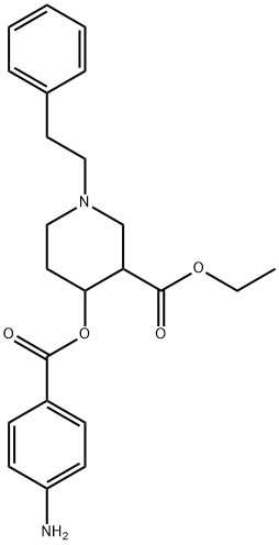3-Ethoxycarbonyl-1-phenethyl-4-piperidyl=p-aminobenzoate 구조식 이미지
