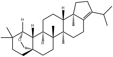 3-Isopropyl-5aα,5bβ,10,10,13bα-pentamethyl-11α,7aα-(epoxymethano)-2,4,5,5a,5b,6,7,7a,8,9,10,11,11aβ,11bα,12,13,13aβ,13b-octadecahydro-1H-cyclopenta[a]chrysene 구조식 이미지