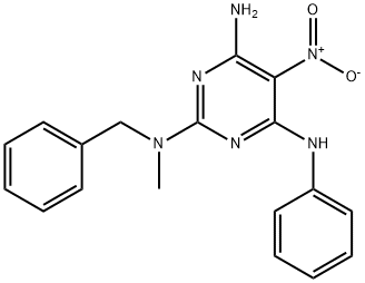 N~2~-benzyl-N~2~-methyl-5-nitro-N~4~-phenylpyrimidine-2,4,6-triamine 구조식 이미지