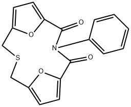 10-Phenyl-15,16-dioxa-3-thia-10-azatricyclo[10.2.1.15,8]hexadeca-5,7,12,14(1)-tetrene-9,11-dione 구조식 이미지