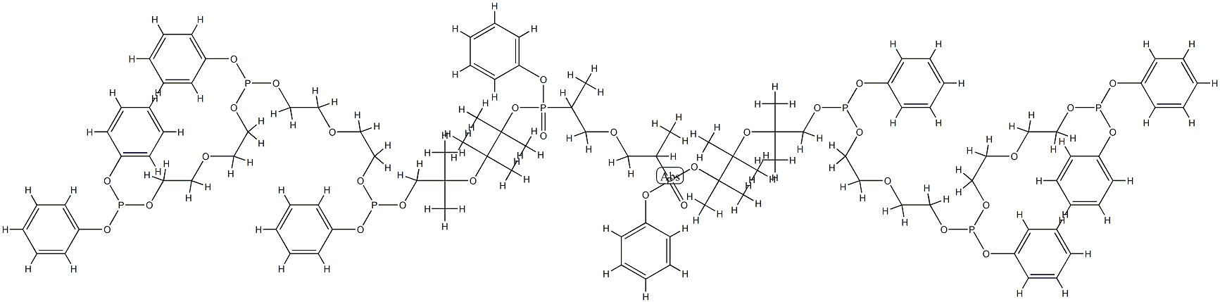Phosphorous acid, P,P'-[oxybis(methyl-2,1-ethanediyl)] P,P'-bis(hexamethyl-7,15, 23,23-tetraphenoxy-3,6,8,11,14,16,19,22-octaoxa-7 ,15,23-triphosphatricos-1-yl) P,P'-diphenyl ester 구조식 이미지