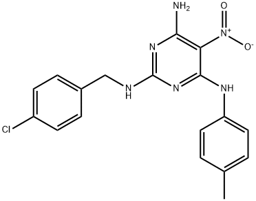 N~2~-(4-chlorobenzyl)-N~4~-(4-methylphenyl)-5-nitropyrimidine-2,4,6-triamine 구조식 이미지