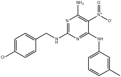 N~2~-(4-chlorobenzyl)-N~4~-(3-methylphenyl)-5-nitropyrimidine-2,4,6-triamine 구조식 이미지
