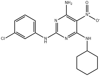 N~2~-(3-chlorophenyl)-N~4~-cyclohexyl-5-nitropyrimidine-2,4,6-triamine 구조식 이미지