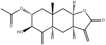 (3aR)-7α-Acetoxy-3a,4,4aα,5,6,7,8,8a,9,9aα-decahydro-6β-hydroxy-8aβ-methyl-3,5-bis(methylene)naphtho[2,3-b]furan-2(3H)-one 구조식 이미지