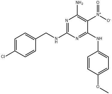 N~2~-(4-chlorobenzyl)-N~4~-(4-methoxyphenyl)-5-nitropyrimidine-2,4,6-triamine Structure