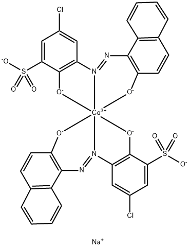 trisodium bis[5-chloro-2-hydroxy-3-[(2-hydroxy-1-naphthyl)azo]benzenesulphonato(3-)]cobaltate(3-)  Structure