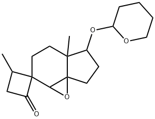 3,4,4a,5,6,7-Hexahydro-4',4a-dimethyl-5-[(tetrahydro-2H-pyran-2-yl)oxy]spiro[indeno[3a,4-b]oxirene-2(1aH),1'-cyclobutan]-2'-one 구조식 이미지