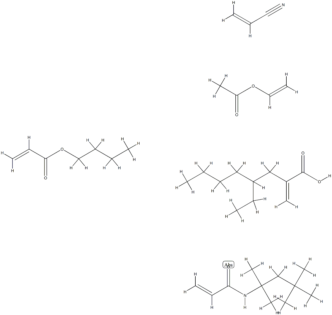 2-Propenoic acid, butyl ester, polymer with ethenyl acetate, 2-ethylhexyl 2-propenoate, 2-propenenitrile and N-(1,1,3,3-tetramethylbutyl)-2-propenamide 구조식 이미지