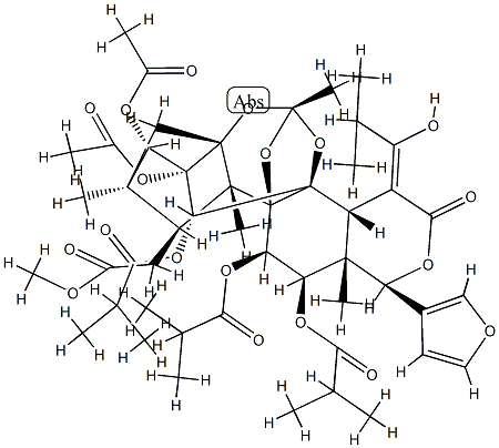 15-[(Z)-1-Hydroxy-2-methylpropylidene]-11α,12α-bis(2-methyl-1-oxopropoxy)phragmalin 2,3-diacetate 30-(2-methylpropanoate) 구조식 이미지