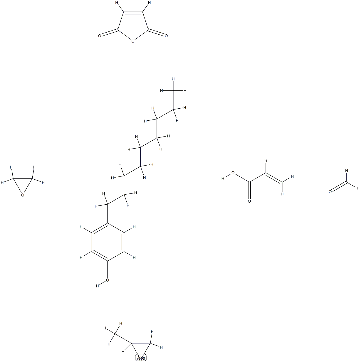 2-Propenoic acid, polymer with formaldehyde, 2,5-furandione, methyloxirane, 4-nonylphenol and oxirane 구조식 이미지