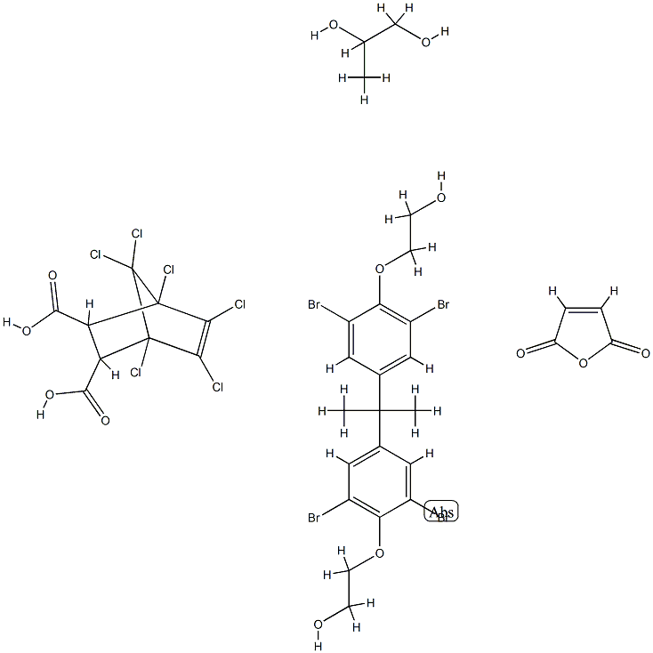 Bicyclo[2.2.1]hept-5-ene-2,3-dicarboxylic acid, 1,4,5,6,7,7-hexachloro-, polymer with 2,5-furandione, 2,2'-[(1-methylethylidene) bis[(2,6-dibromo-4,1-phenylene)oxy]]bis[ethanol] and 1,2-propanediol Structure