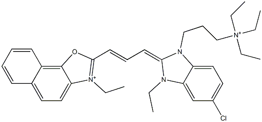 2-[3-[5-Chloro-3-ethyl-1,3-dihydro-1-[3-(triethylaminio)propyl]-2H-benzimidazole-2-ylidene]-1-propenyl]-3-ethylnaphtho[2,1-d]oxazole-3-ium Structure